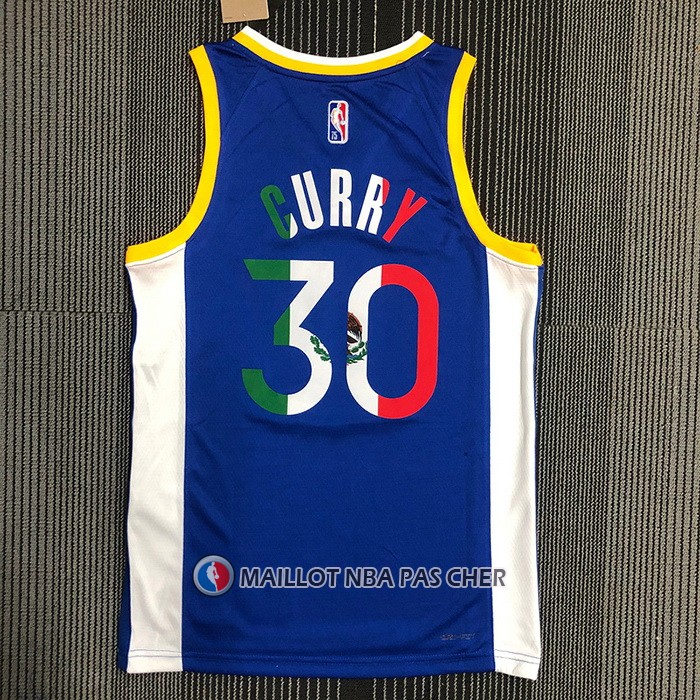 Maillot Golden State Warriors Stephen Curry NO 30 Icon Royal Special Mexique Edition Bleu